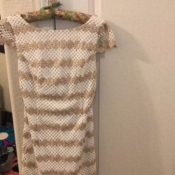 NWT Lilly Pulitzer Gold Daisy Lattice Dress size 0 - Picture 1 of 8